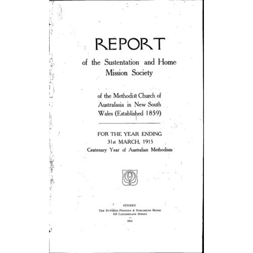 Methodist Church of Australasia. New South Wales. Sustentation and Home Mission Society. Report.