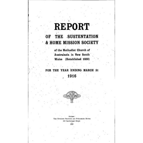 Methodist Church of Australasia. New South Wales. Sustentation and Home Mission Society. Report.