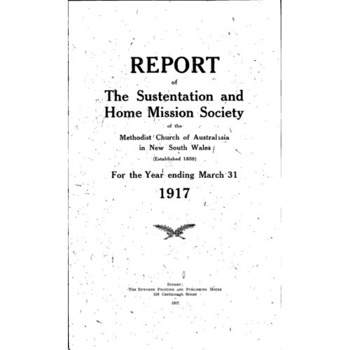 Methodist Church of Australasia. New South Wales. Sustentation and Home Mission Society. Report.