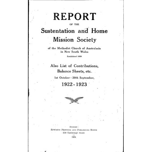 Methodist Church of Australasia. New South Wales. Sustentation and Home Mission Society. Report.