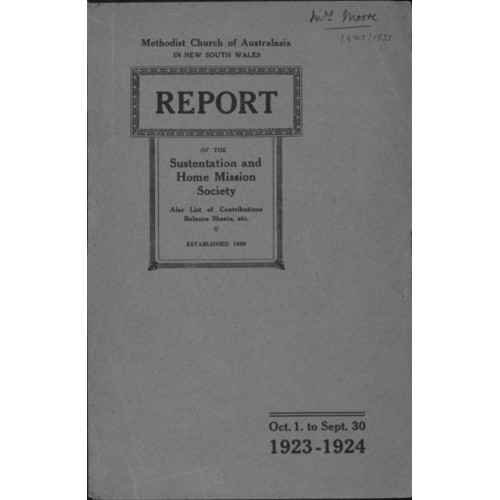 Methodist Church of Australasia. New South Wales. Sustentation and Home Mission Society. Report.