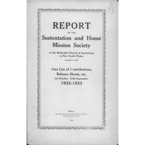 Methodist Church of Australasia. New South Wales. Sustentation and Home Mission Society. Report.