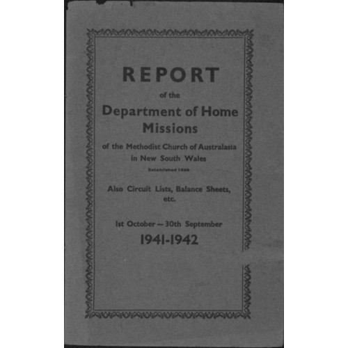 Methodist Church of Australasia. New South Wales. Sustentation and Home Mission Society. Report.