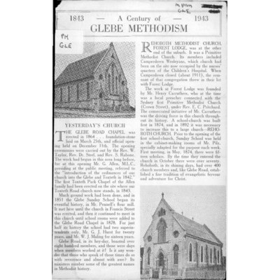 A Century of Glebe Methodism, 1843-1943.