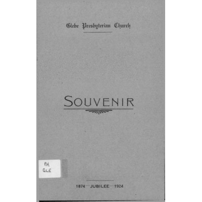 Glebe Presbyterian Church; jubilee souvenir 1874-1924.