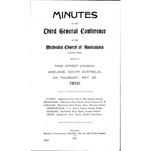 Methodist Church of Australasia. General Conference. Minutes.