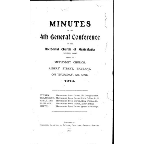 Methodist Church of Australasia. General Conference. Minutes.