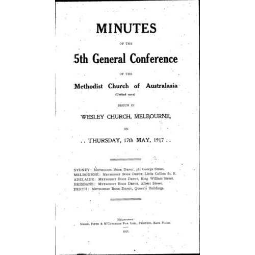 Methodist Church of Australasia. General Conference. Minutes.