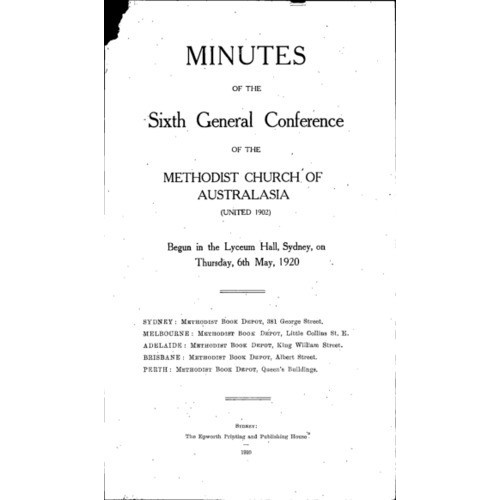Methodist Church of Australasia. General Conference. Minutes.