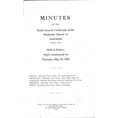 Methodist Church of Australasia. General Conference. Minutes.