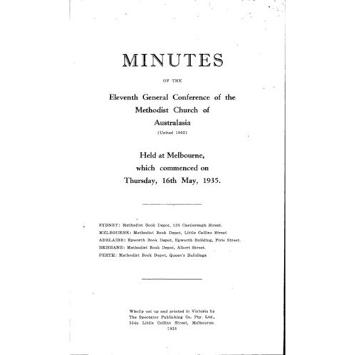 Methodist Church of Australasia. General Conference. Minutes.