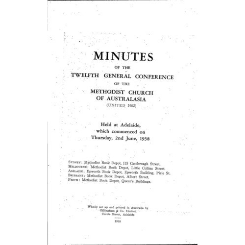 Methodist Church of Australasia. General Conference. Minutes.