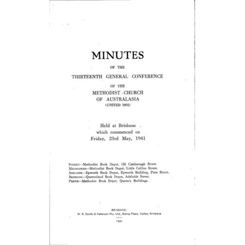 Methodist Church of Australasia. General Conference. Minutes.