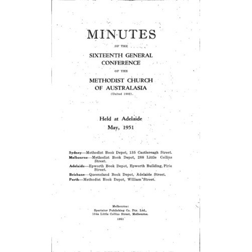 Methodist Church of Australasia. General Conference. Minutes.