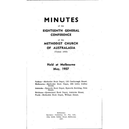 Methodist Church of Australasia. General Conference. Minutes.