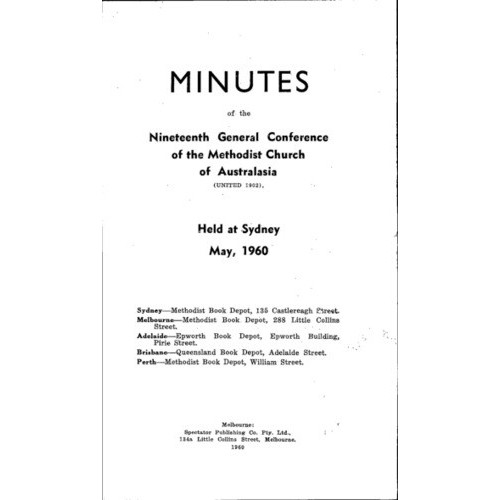 Methodist Church of Australasia. General Conference. Minutes.