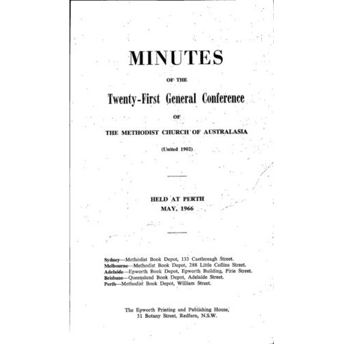 Methodist Church of Australasia. General Conference. Minutes.