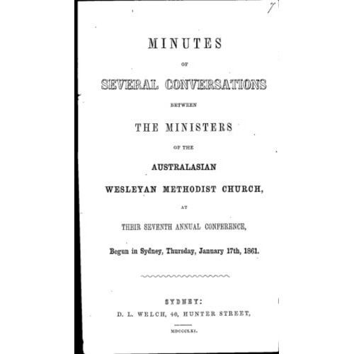 Australasian Wesleyan Methodist church; Minutes of several conversations between ministers