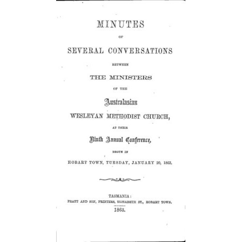 Australasian Wesleyan Methodist church; Minutes of several conversations between ministers