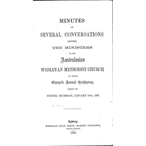 Australasian Wesleyan Methodist church; Minutes of several conversations between ministers