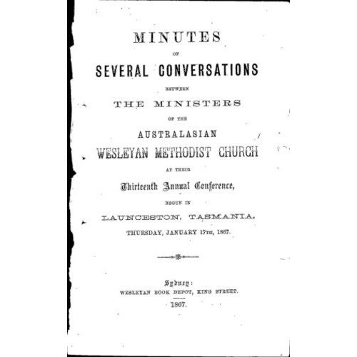 Australasian Wesleyan Methodist church; Minutes of several conversations between ministers