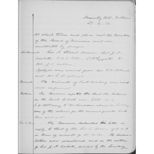 Board of Missions - Minutes