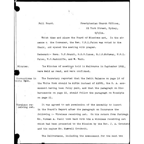 Board of Missions - Minutes