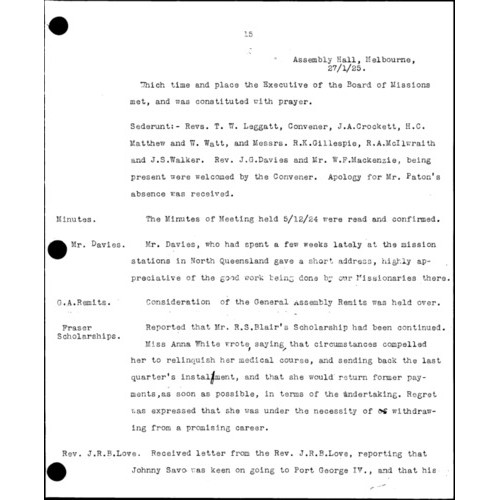 Board of Missions - Minutes