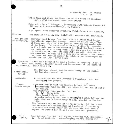 Board of Missions - Minutes