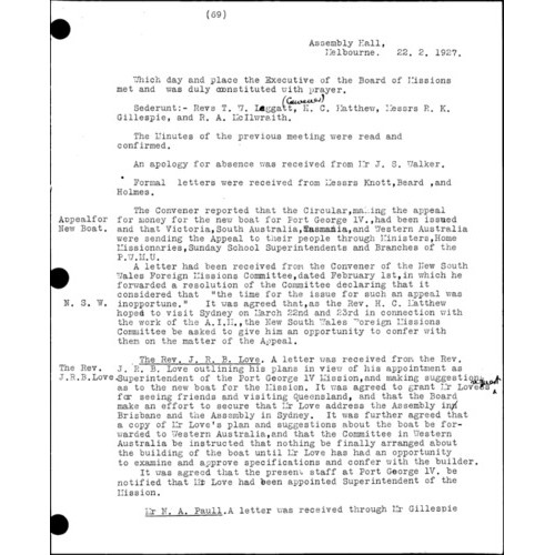 Board of Missions - Minutes