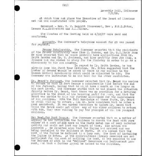 Board of Missions - Minutes