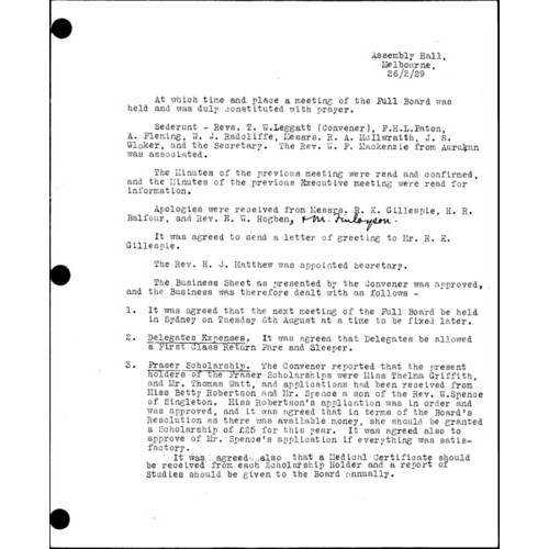 Board of Missions - Minutes