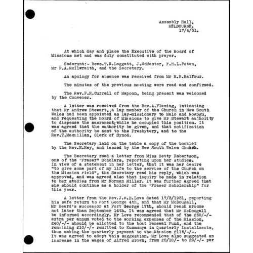 Board of Missions - Minutes