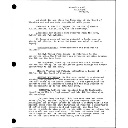 Board of Missions - Minutes