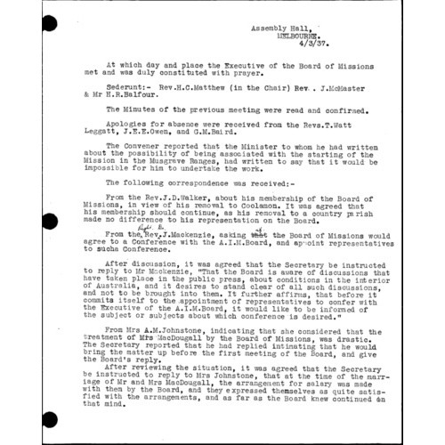 Board of Missions - Minutes