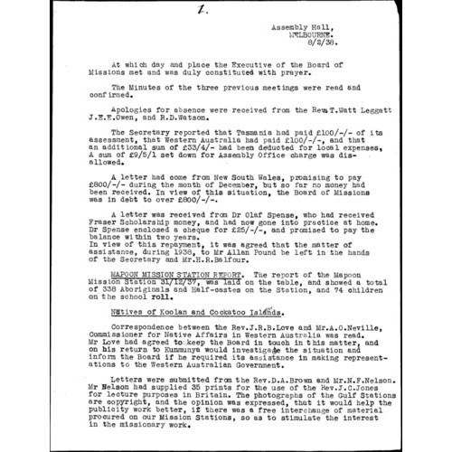 Board of Missions - Minutes