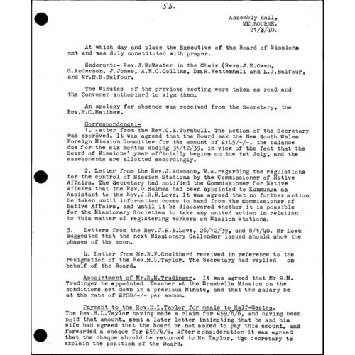 Board of Missions - Minutes