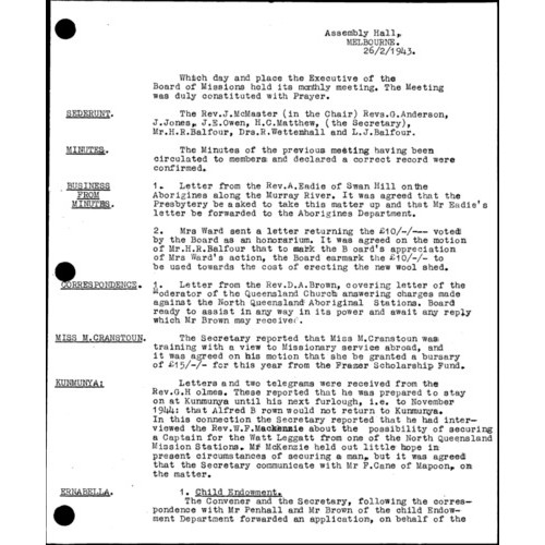 Board of Missions - Minutes