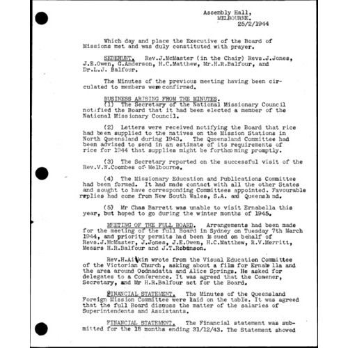 Board of Missions - Minutes