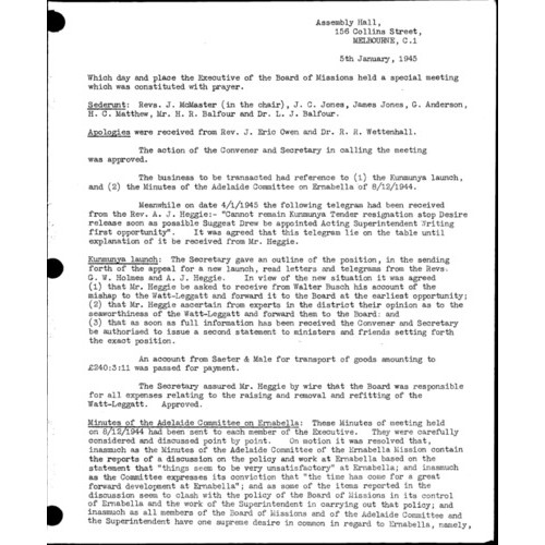 Board of Missions - Minutes