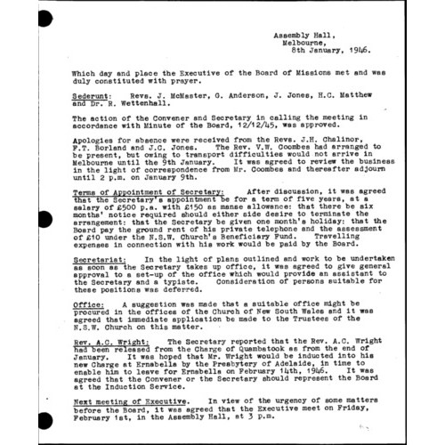 Board of Missions - Minutes