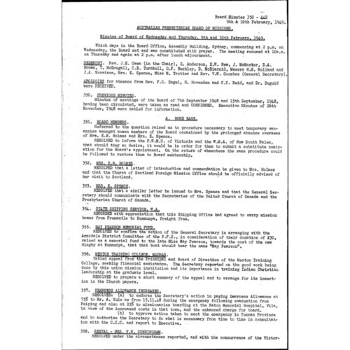 Board of Missions - Minutes