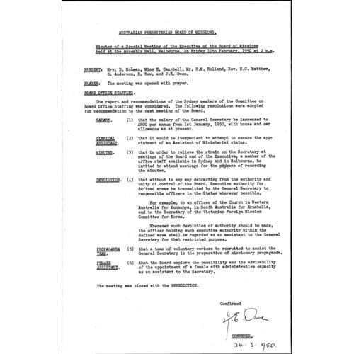 Board of Missions - Minutes