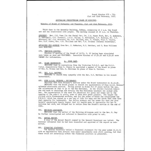 Board of Missions - Minutes