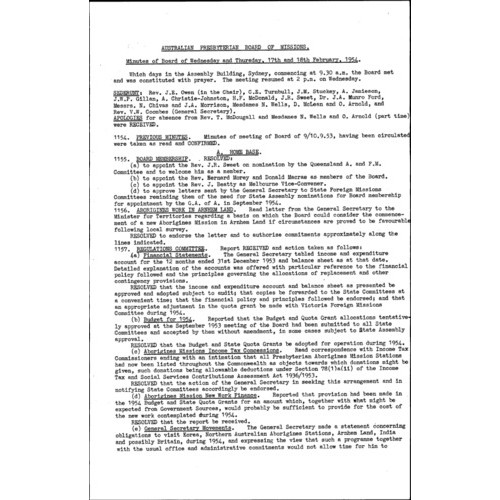 Board of Missions - Minutes