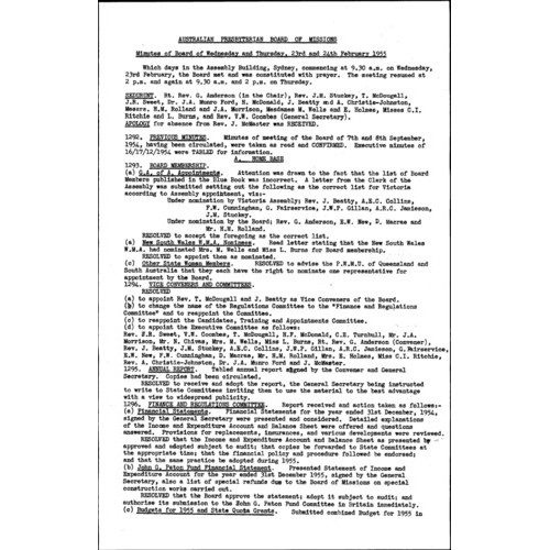 Board of Missions - Minutes