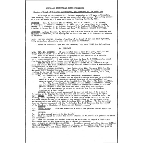 Board of Missions - Minutes