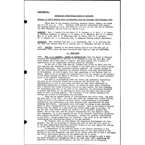 Board of Missions - Minutes