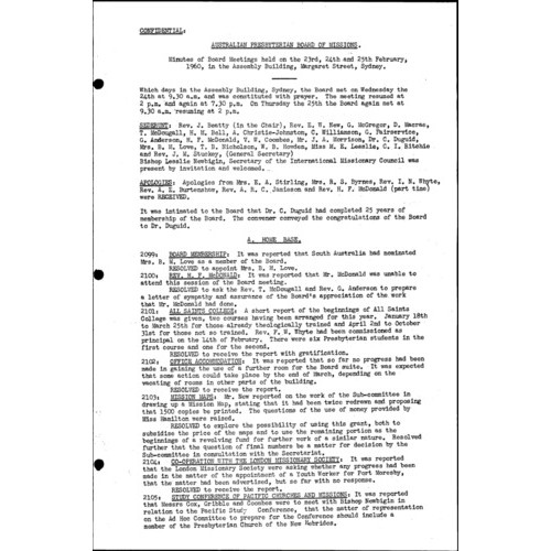 Board of Missions - Minutes