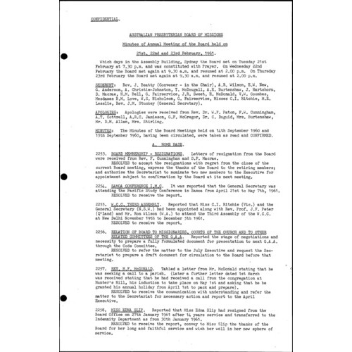 Board of Missions - Minutes